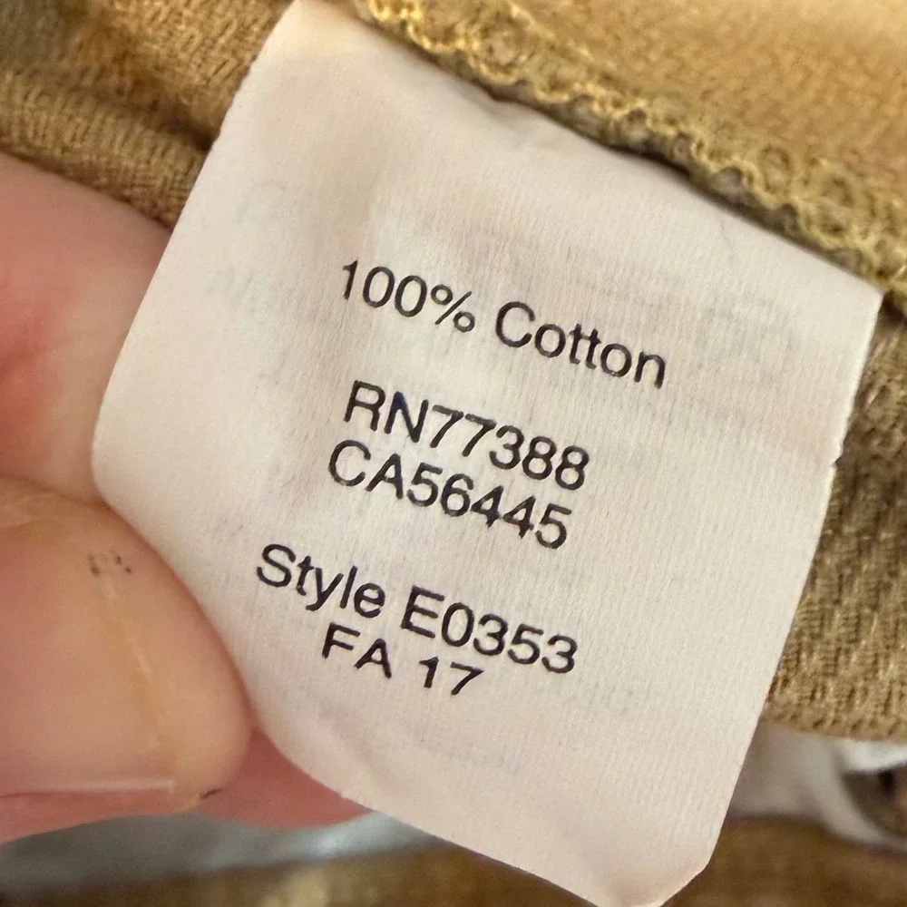 J Crew Mens Size 29x32 The Driggs Pants Tan/Khaki Slim Fit Corded Chino Corduroy
